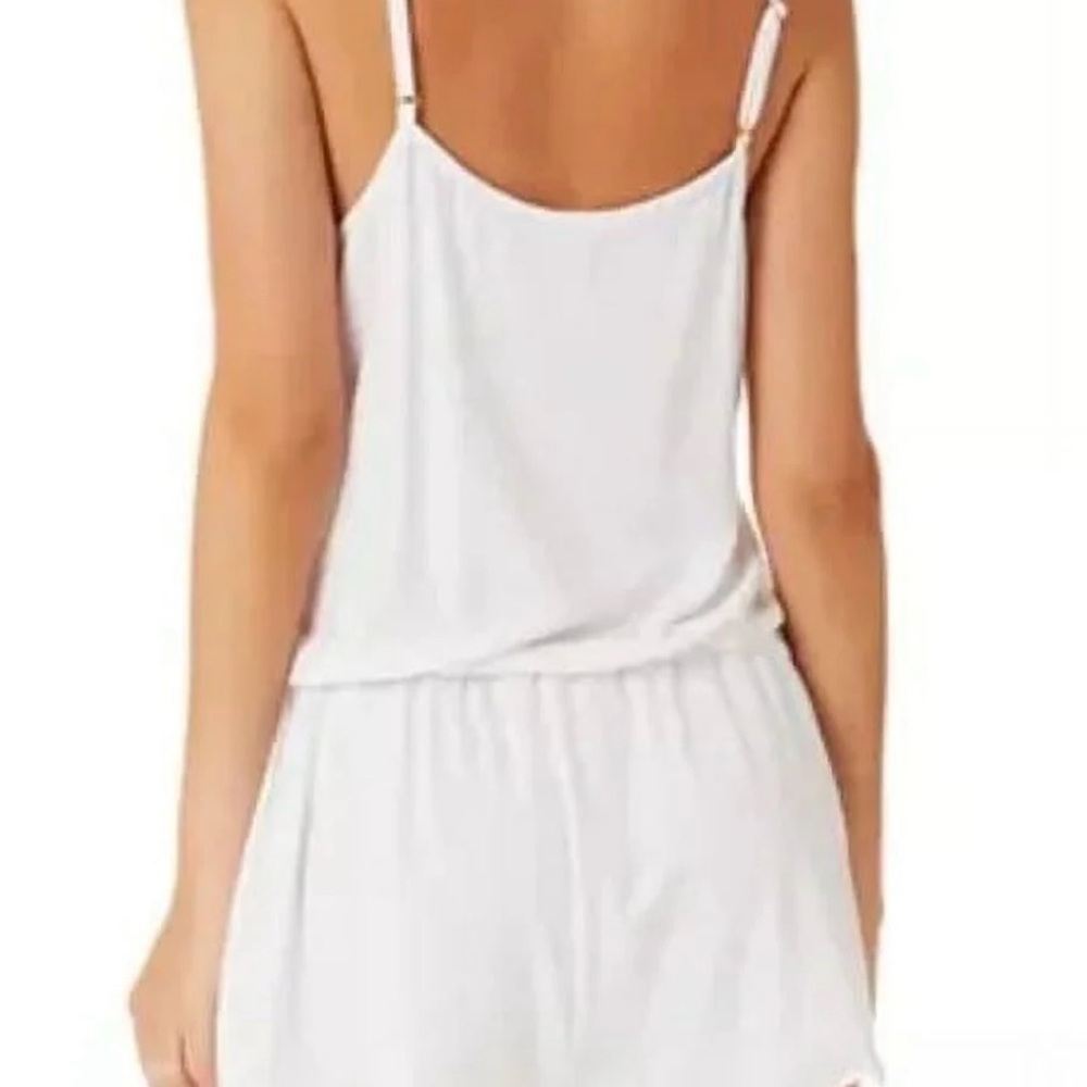California Waves Women’s Juniors White Tie-Waist Swim Cover-Up Romper L - Picture 3 of 12